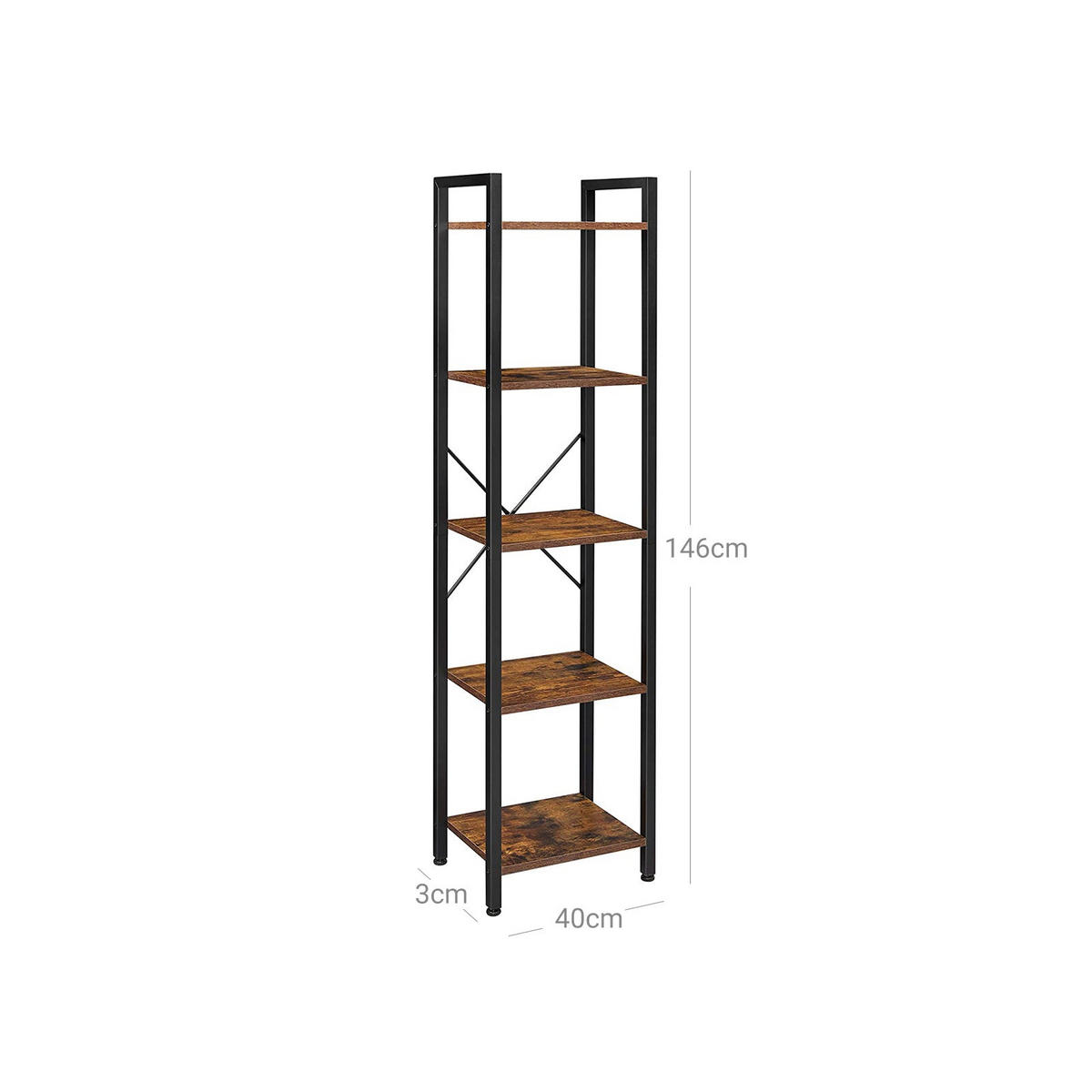 BÜCHERREGAL - Braun, Holzwerkstoff (30/146/40cm) - Hansiro