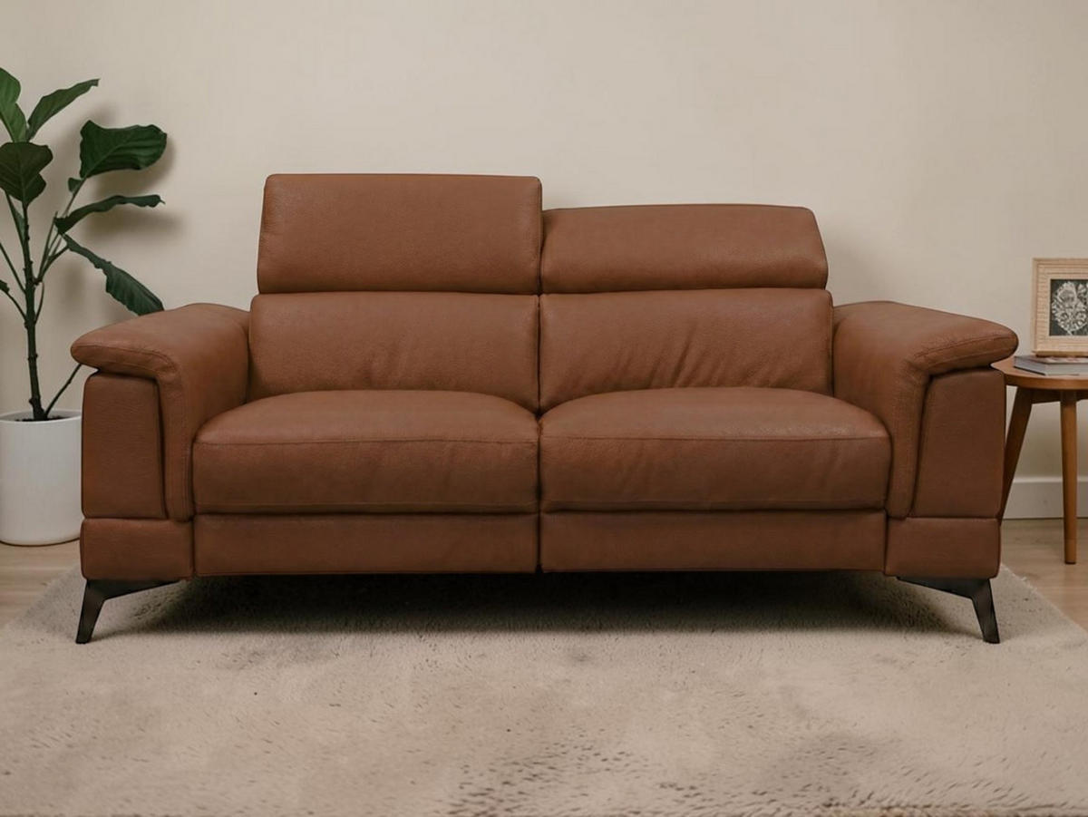 3-SITZER Sofa Planet Echtleder Cognacbraun - Cognac, Leder/Metall (200/80/110cm)