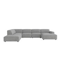 ECKSOFA Cursal V, Stoff Artico, Cement, Links - Grau, Holz (364/262cm) - Kaiser Möbel