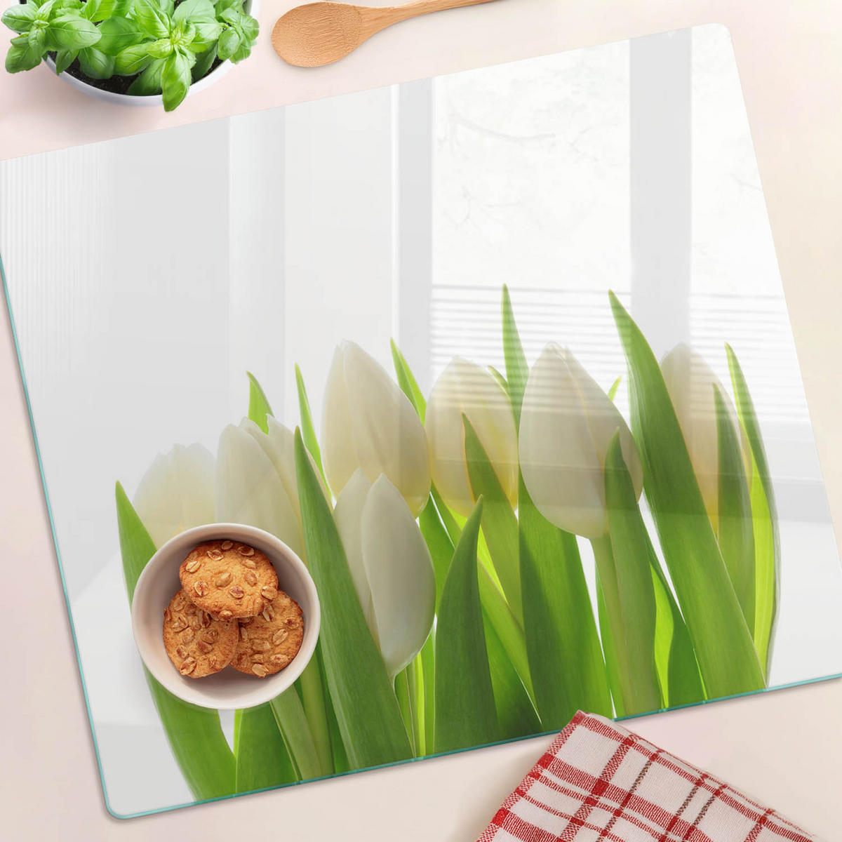 GLASPLATTE 60x52 cm Tulpen - Grün, Glas (60/0.4/52cm) - TULUP