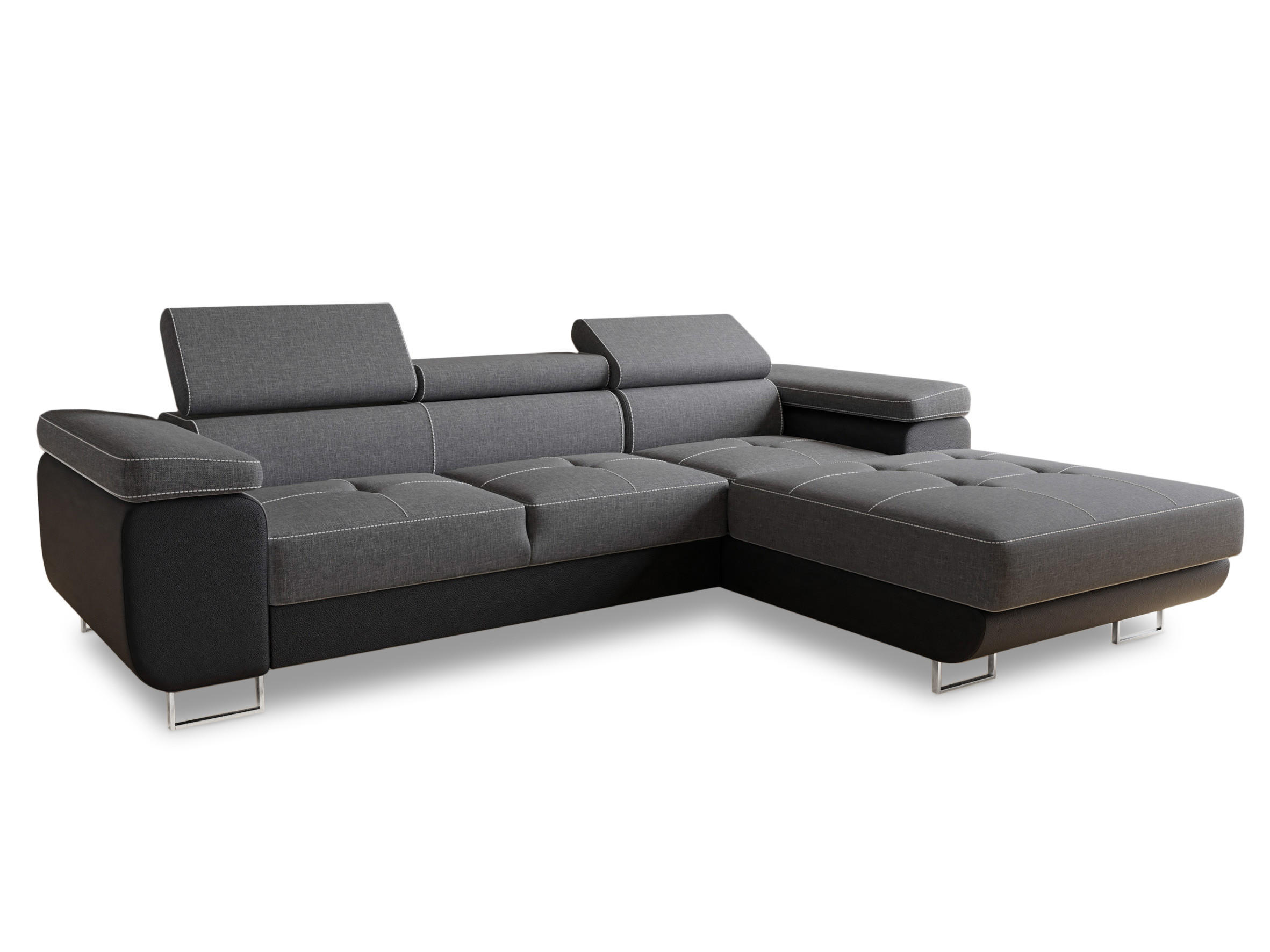 ECKSOFA Divo, Seite: Rechts - Schwarz/Grau, Holz/Textil (282/204cm) - Sofnet