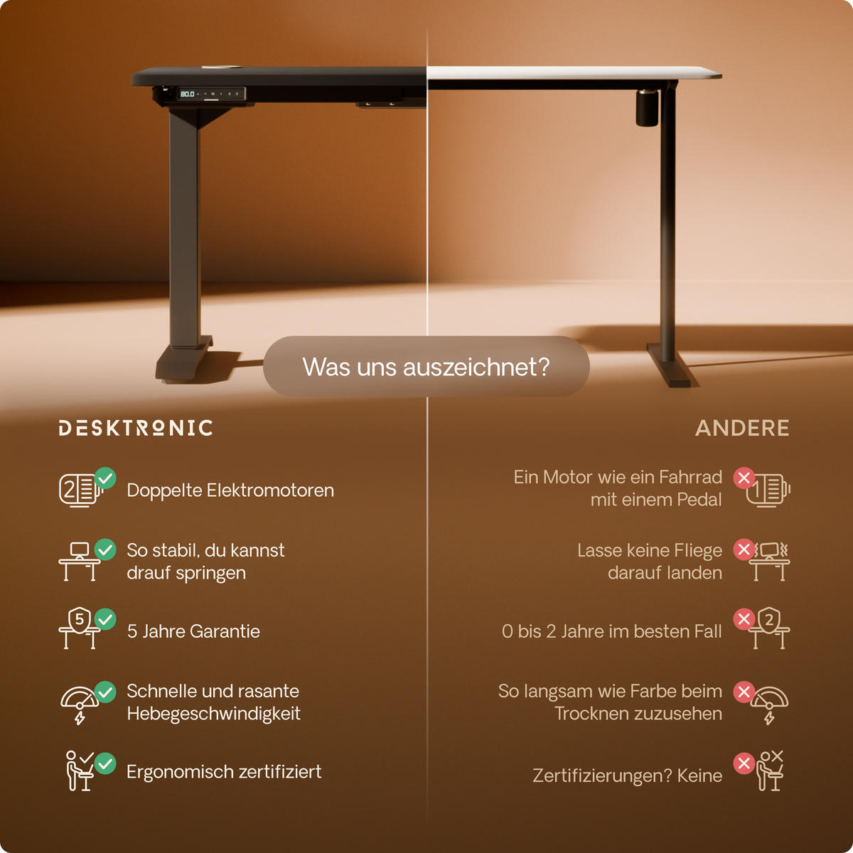 SCHREIBTISCH Elektrisch Höhenverstellbarer HomePro 140x70cm Schwarz/Schwarz mit Memory-Funktion, Anti-Kollisions Technologie - Schwarz, Holzwerkstoff (70/140/62cm) - Desktronic