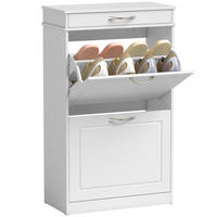 SCHUHSCHRANK,2 Klappen Schublade verstellbare Trennwände für 8 Paar - Weiß, Holzwerkstoff (53/89/26.5cm) - Vallsero