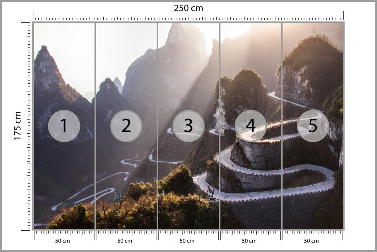 FOTOTAPETA Pre Obývaciu Izbu Skalnatá Horská Cesta Západ Slnka 250 x 175 cm - hnedá/sivá, papier (250/175cm) - Muralo