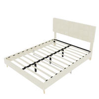 POLSTERBETT 140/200 cm DE-32943 mit Karosteppung-Kopfteil Beige - Beige, Metall (140/200cm) - ComfortXL