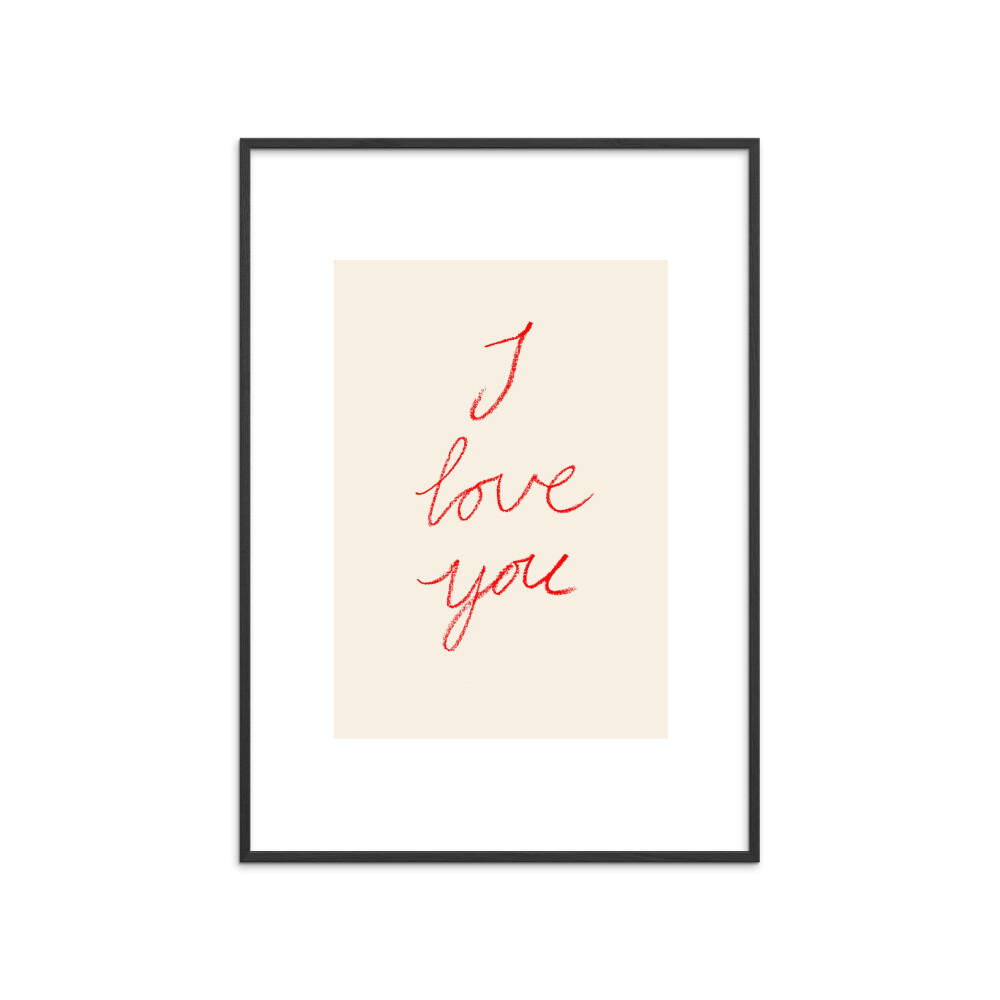 POSTER mit Rahmen Affordable Art Prints x Johanna Klum Nyberg - I Love You - Pink/Schwarz, Holz/Papier (30/40cm) - Poster&Frame