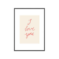 POSTER mit Rahmen Affordable Art Prints x Johanna Klum Nyberg - I Love You - Pink/Schwarz, Holz/Papier (70/100cm) - Poster&Frame