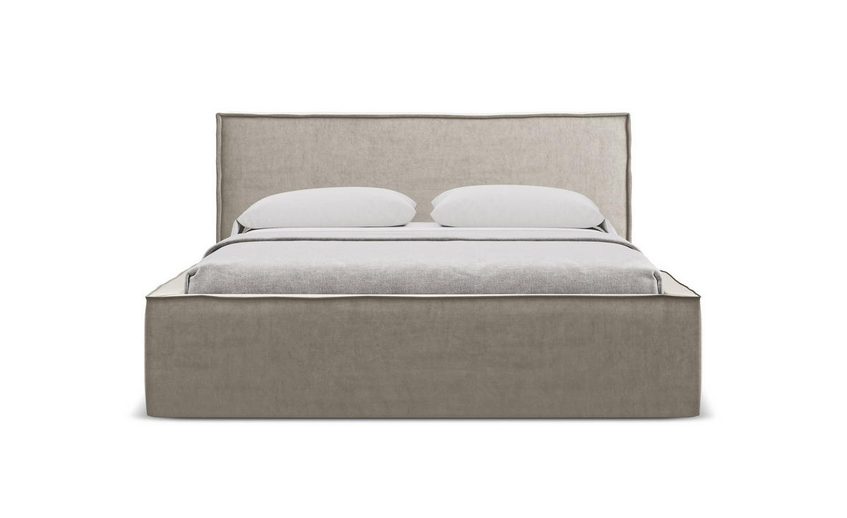POLSTERBETT mit Bettkasten und Lattenrost 180x228 Grau - Taupe/Schwarz, Kunststoff/Textil (160/200cm) - Makamii