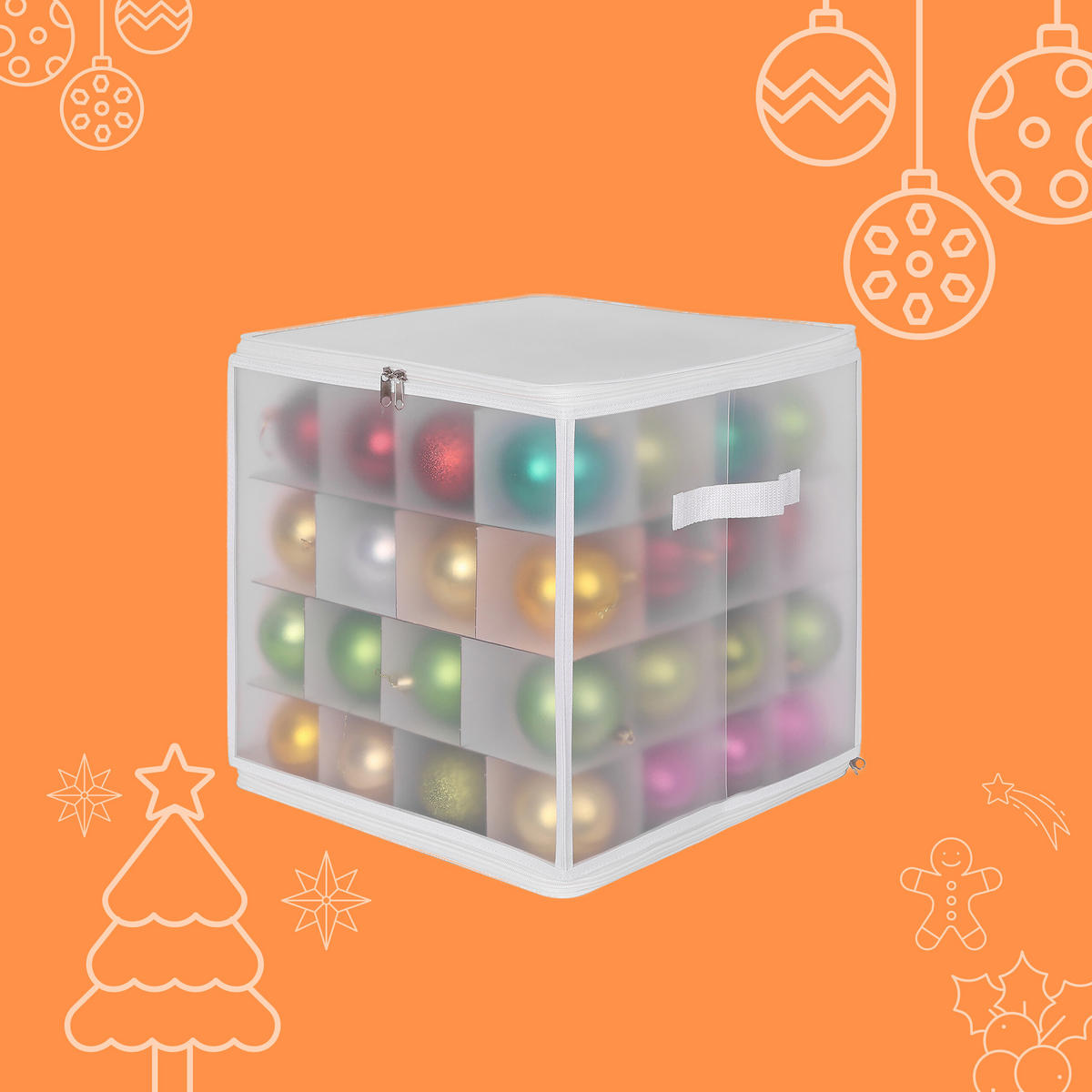 WEIHNACHTSKUGEL-AUFBEWAHRUNGSBOX - Transparent, Wellpappe/Kunststoff (36/3/36cm) - Relaxdays