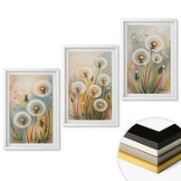 WANDBILDER 3er-Set - 40x60 cm Weißer Rahmen - Löwenzahnblüten, pastellfarbene Gräser - Weiß, Kunststoff (40/60cm) - ArtPrintCave