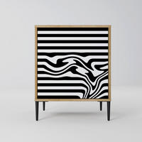SIDEBOARD SPECTRA SHOWCASE, Eichefarben, 57,5x42x72,5 cm, Schwarze Metallfüße - Eichefarben/Multicolor, Holzwerkstoff/Metall (57.5/72.5/42cm) - SpaceRebels