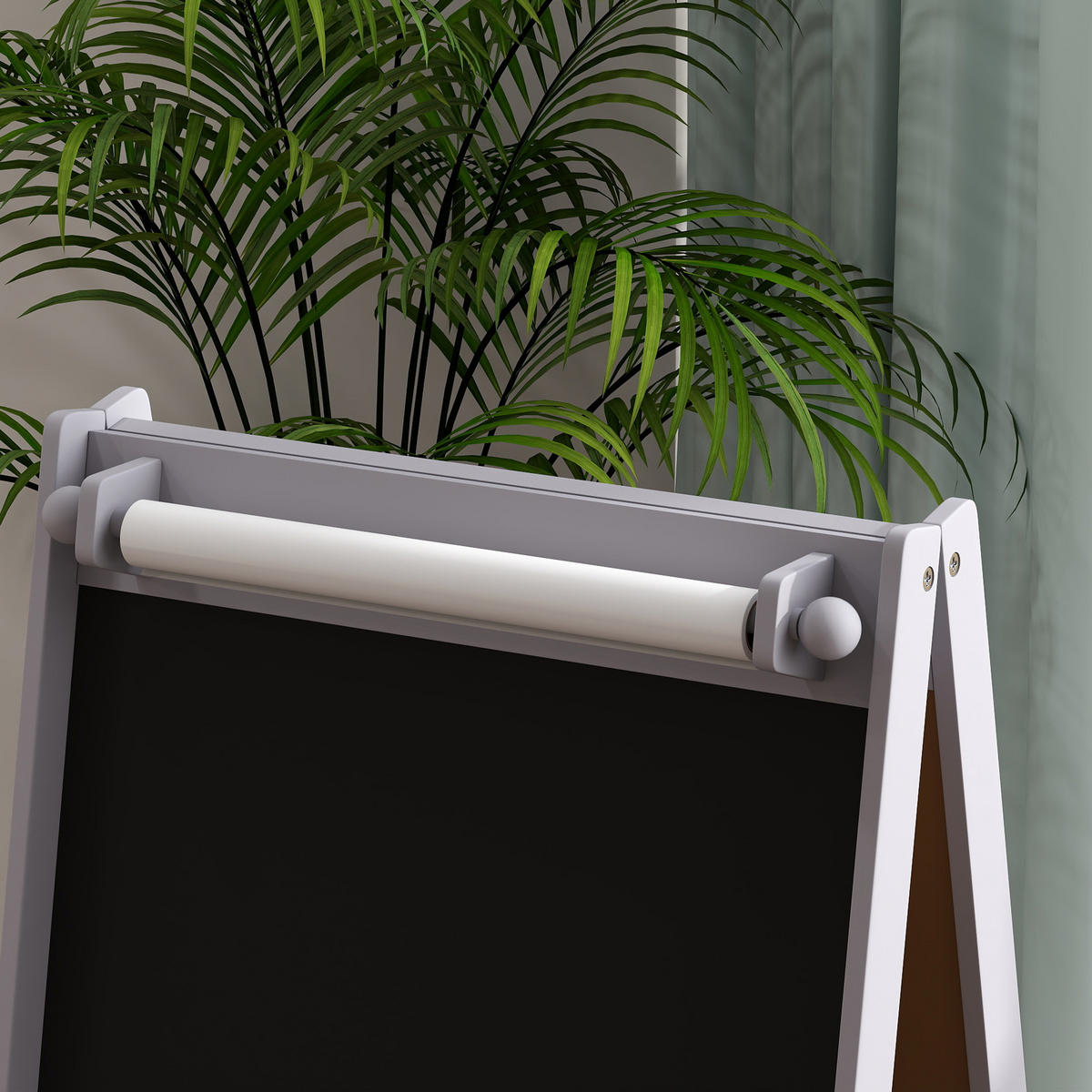 MALTAFEL DE-18210 3-in-1 mit Papierrolle, 2 Körbe Grau - Grau, Holzwerkstoff (46.5/93/54cm) - ComfortXL