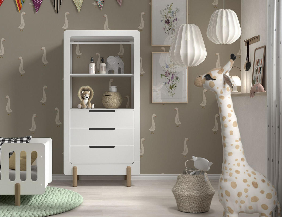 REGALSCHRANK Karyl 88x54x180 aus MDF in der Farbe Weiß - Weiß, Holzwerkstoff (88/180/54cm) - 58aufmkessel