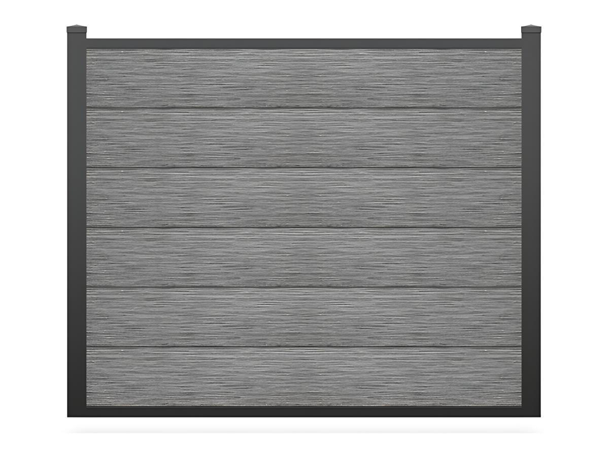 SICHTSCHUTZ zum Einsenken - H 156 cm - Set aus 6 Verbundstofflamellen + 2 Pfosten - Hellgrau - ENOLA - Hellgrau, Holzwerkstoff (2/156cm) - Vente-Unique