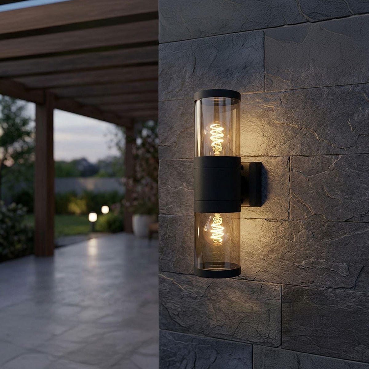 LED Wandleuchte Edelstahl Schwarz Rauchglas - Schwarz, Metall (10.2/38/15.5cm) - Globo Lighting