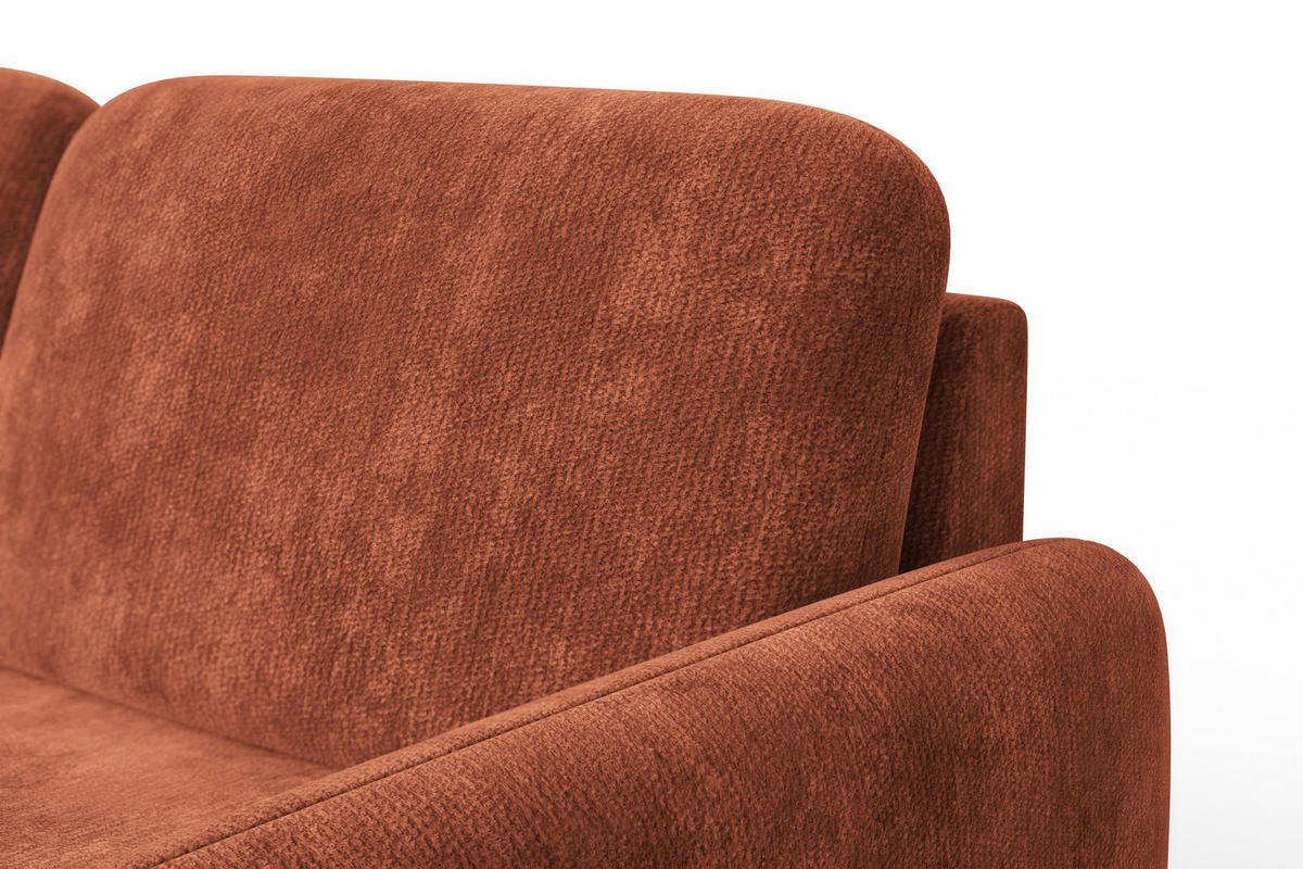 ECKSOFA FEBE 4-Sitzer LINKS, rostroter Chenille-Stoff - Rostfarben/Schwarz, Holz/Textil (264/157cm) - Wozimo