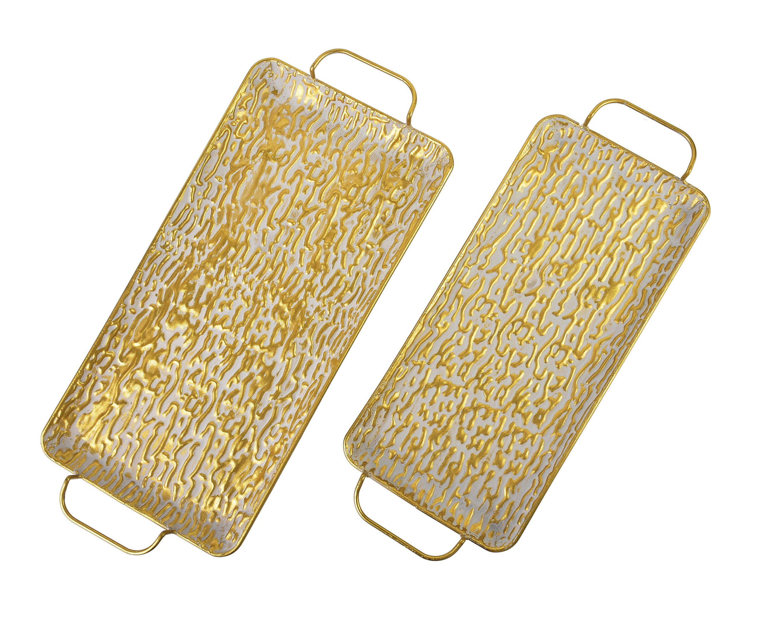 TABLETT Vintage 2er Set goldenfarben 54/26/2.5 cm Metall - Goldfarben, Metall (2.5cm) - Mondex