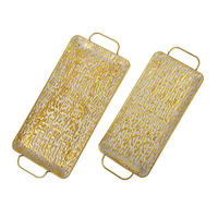 TABLETT Vintage 2er Set goldenfarben 54/26/2.5 cm Metall - Goldfarben, Metall (2.5cm) - Mondex