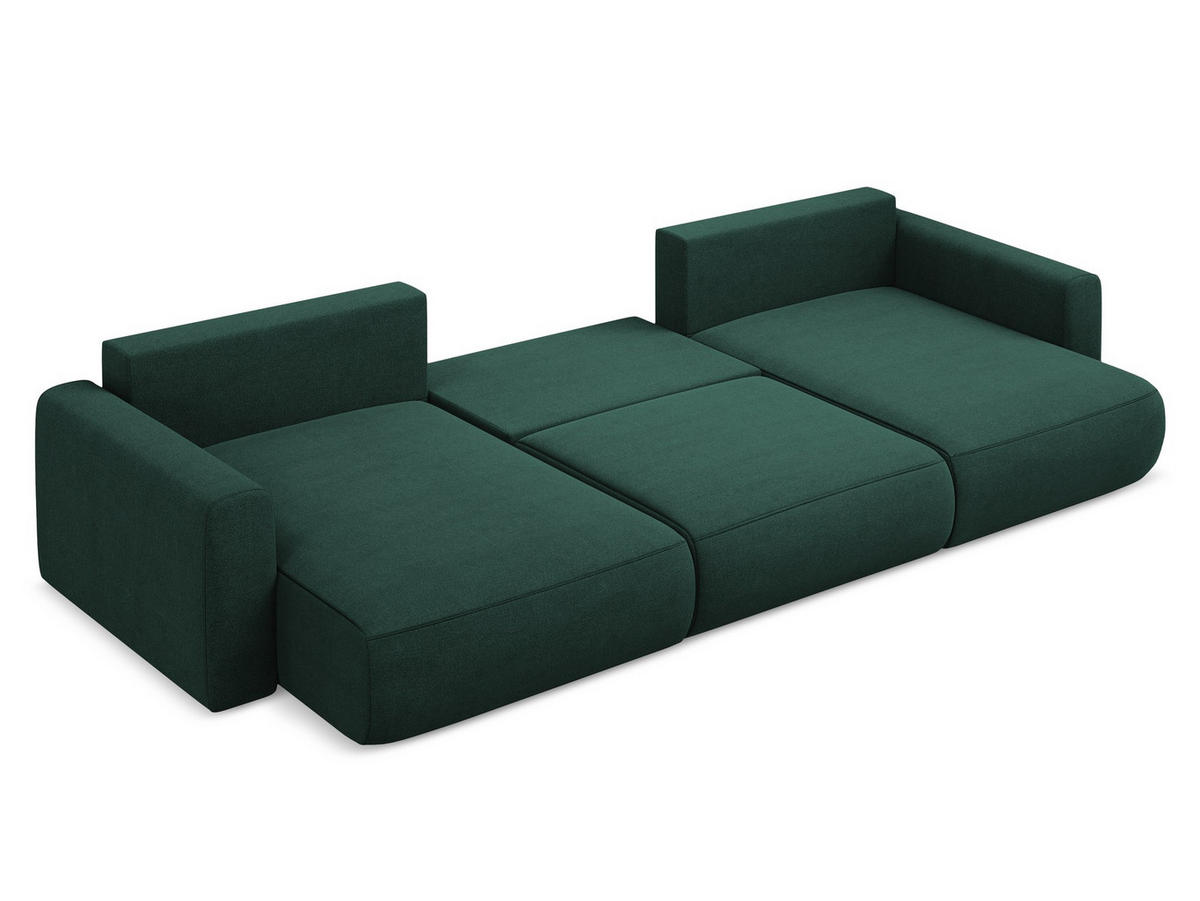 WOHNLANDSCHAFT Strukturstoff Stoff Grün - Dunkelgrün/Schwarz, Kunststoff/Textil (340/82/149cm) - Makamii