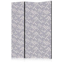 PARAVENT Beidseitig Bedruckter 3-tlg 135x172 cm Fischschwarm Boho Stil - Grau, Holz/Textil (135/172/3cm) - Muralo