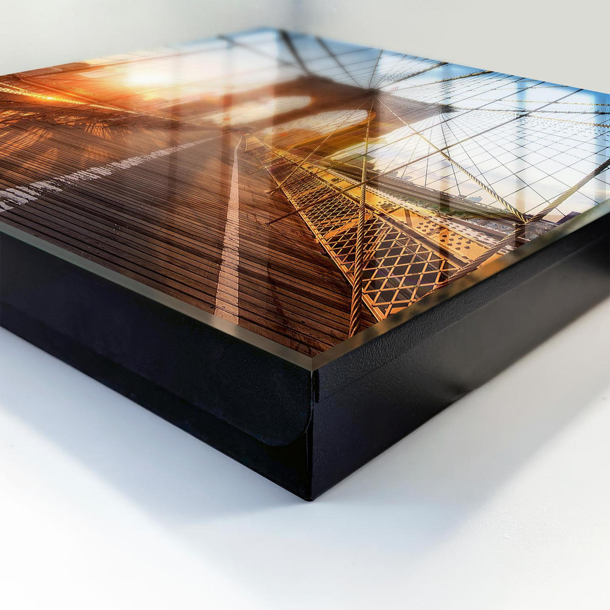 SCHLÜSSELBOX Schwarz 30x30 cm- Türöffnung nach rechts - Die untergehende Sonne - Orange, Metall (30/30/5cm) - TULUP