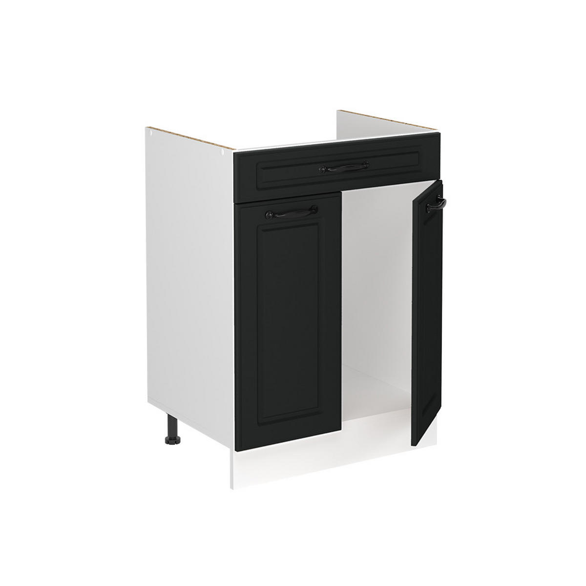 SPÜLENUNTERSCHRANK R-Line, Anthrazit Landhaus/Weiß, 60 cm ohne Arbeitsplatte - Anthrazit/Weiß, Holzwerkstoff (60/81.6/46cm) - Vicco
