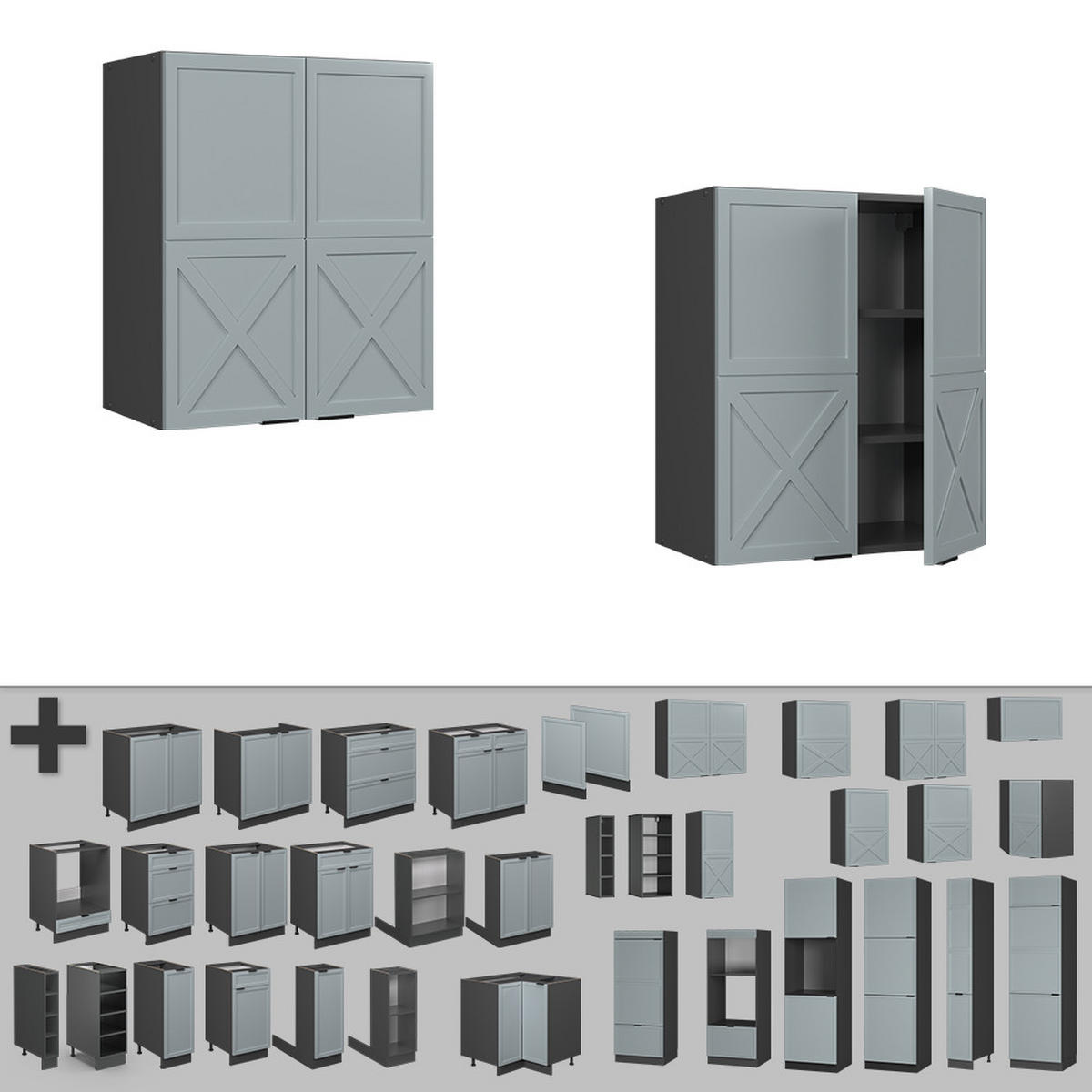 VĚŠÁK NA STĚNU Fame-Line Světle modrošedá - antracitová/světle modrá, kompozitní dřevo (60/72/34.1cm) - Vicco