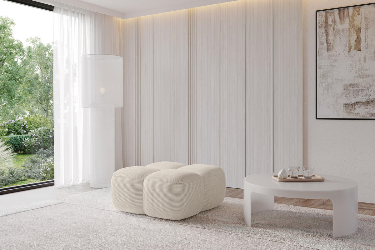 POUF Miko-Puf 90x90x45 cm Beige Cord Modular Sitzhocker - Schwarz/Grün, Holzwerkstoff/Kunststoff (90/43/90cm) - ALTDECOR