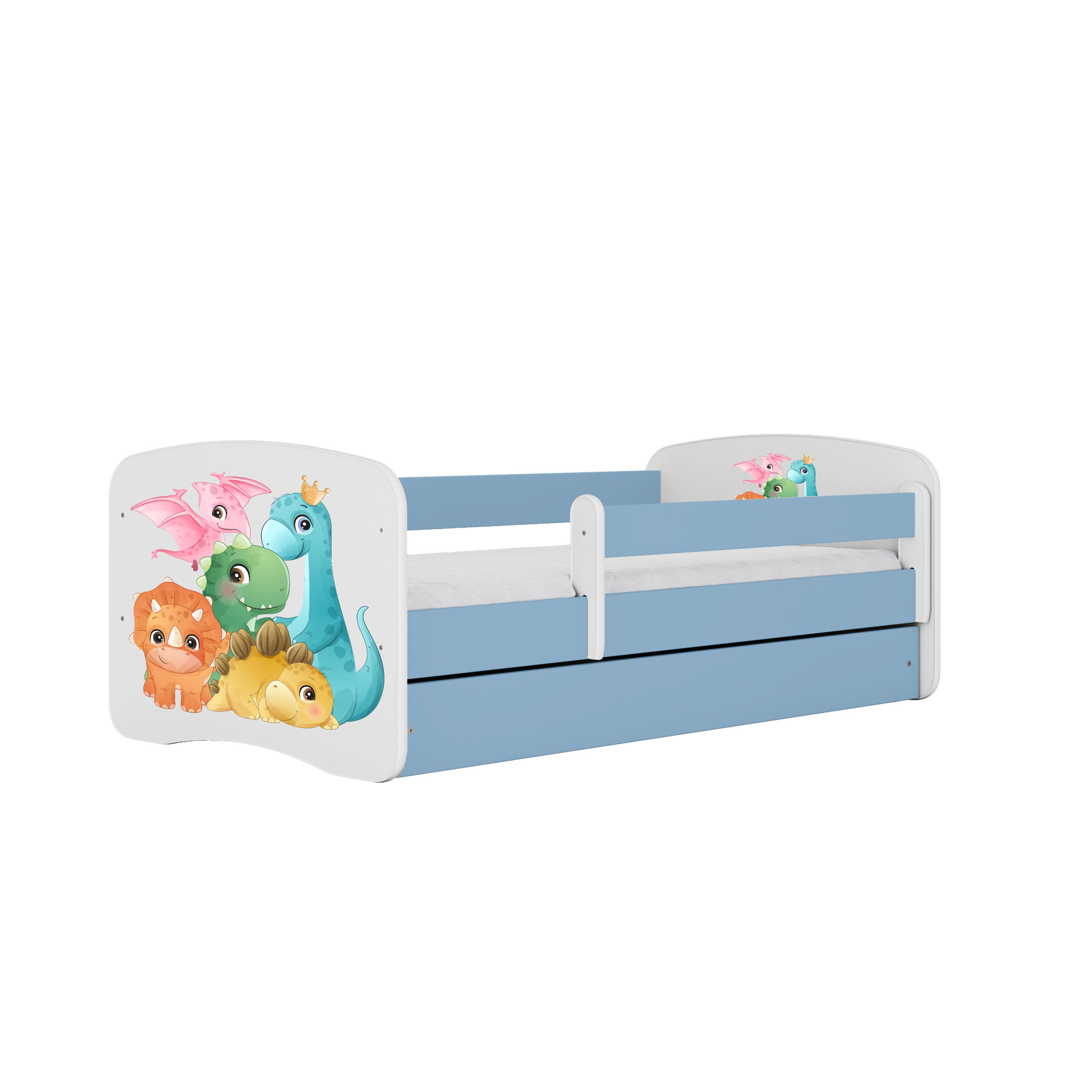 KINDERBETT Dino mit Schublade und Matratze 160/80 - Blau, Holzwerkstoff (80/160cm) - RAUMHIRSCH FURNITURE