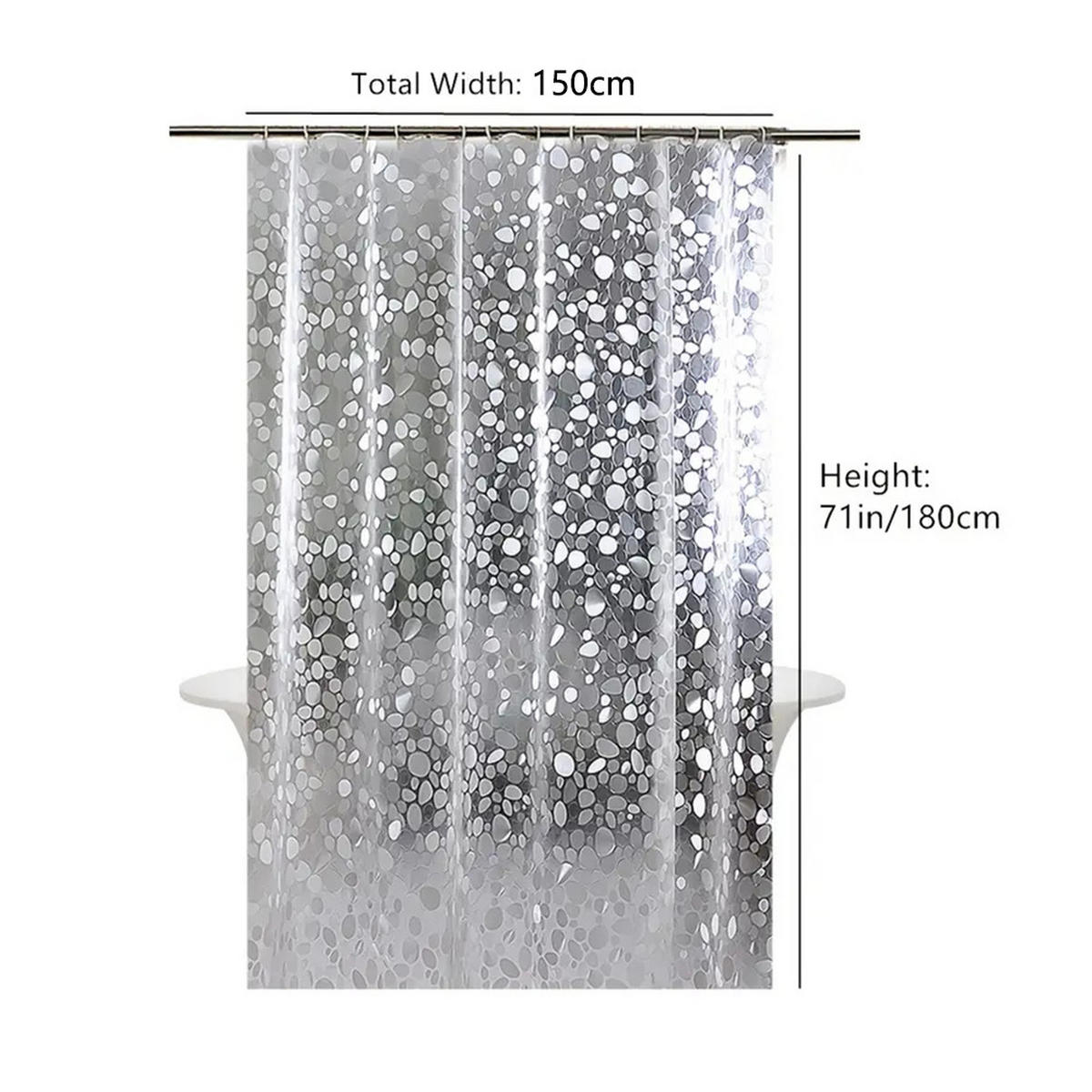 DUSCHVORHANG EINLAGE 3D Muster wasserdicht für Dusche und Badewannen - Transparent, Textil (150/180cm) - MCBOSON