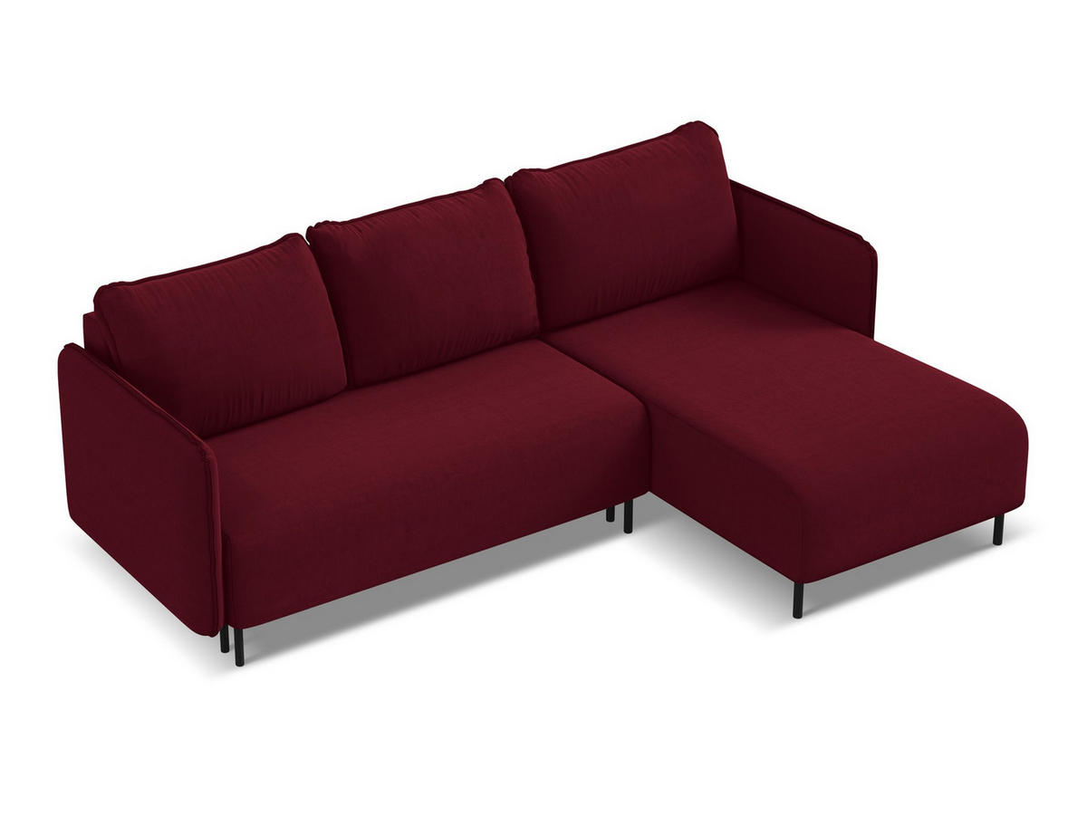 ECKSOFA mit Schlaffunktion Samt Stoff Rot - Bordeaux/Rot, Holz/Textil (236/162cm) - Makamii