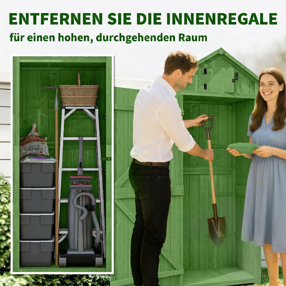 GERÄTESCHUPPEN Tannenholz Grün - Grün, Holz (54.2/179/77cm) - Outsunny