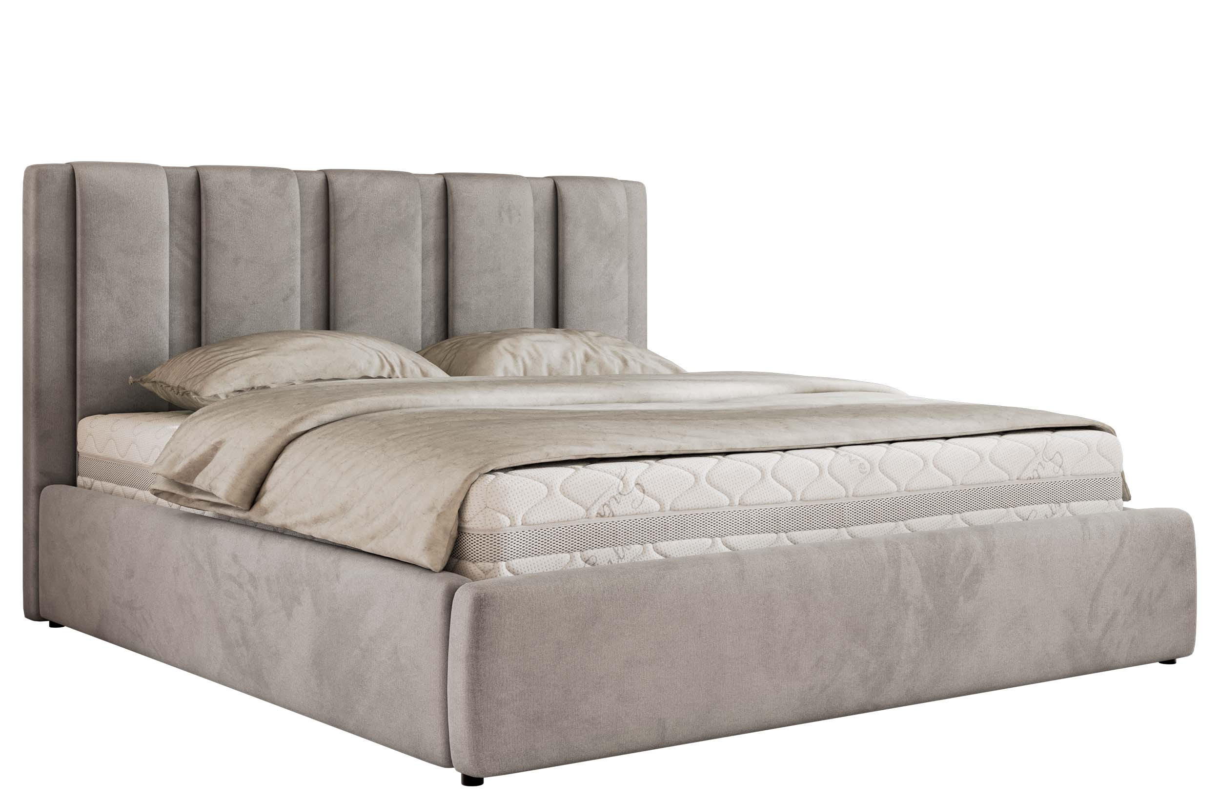 POLSTERBETT SAVINO CLASSIC 160/200 - Hellgrau Velvet - ohne Matratze - Hellgrau, Textil (160/200cm) - MKS