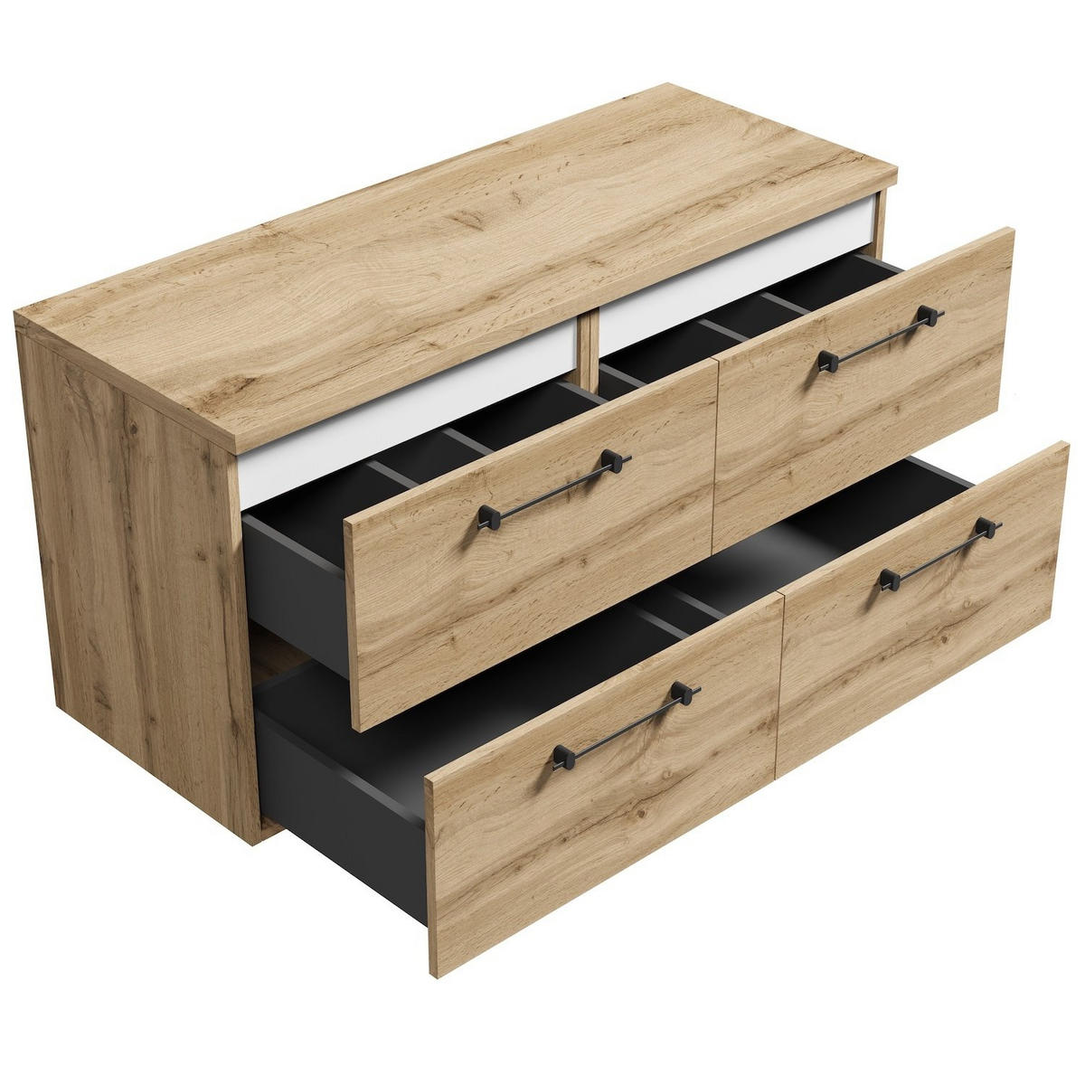 WASCHBECKENUNTERSCHRANK Muro 4 Schubladen Eiche - 120 x 45 x 61 cm - Eichefarben, Holz (120/61/45cm) - Badplaats