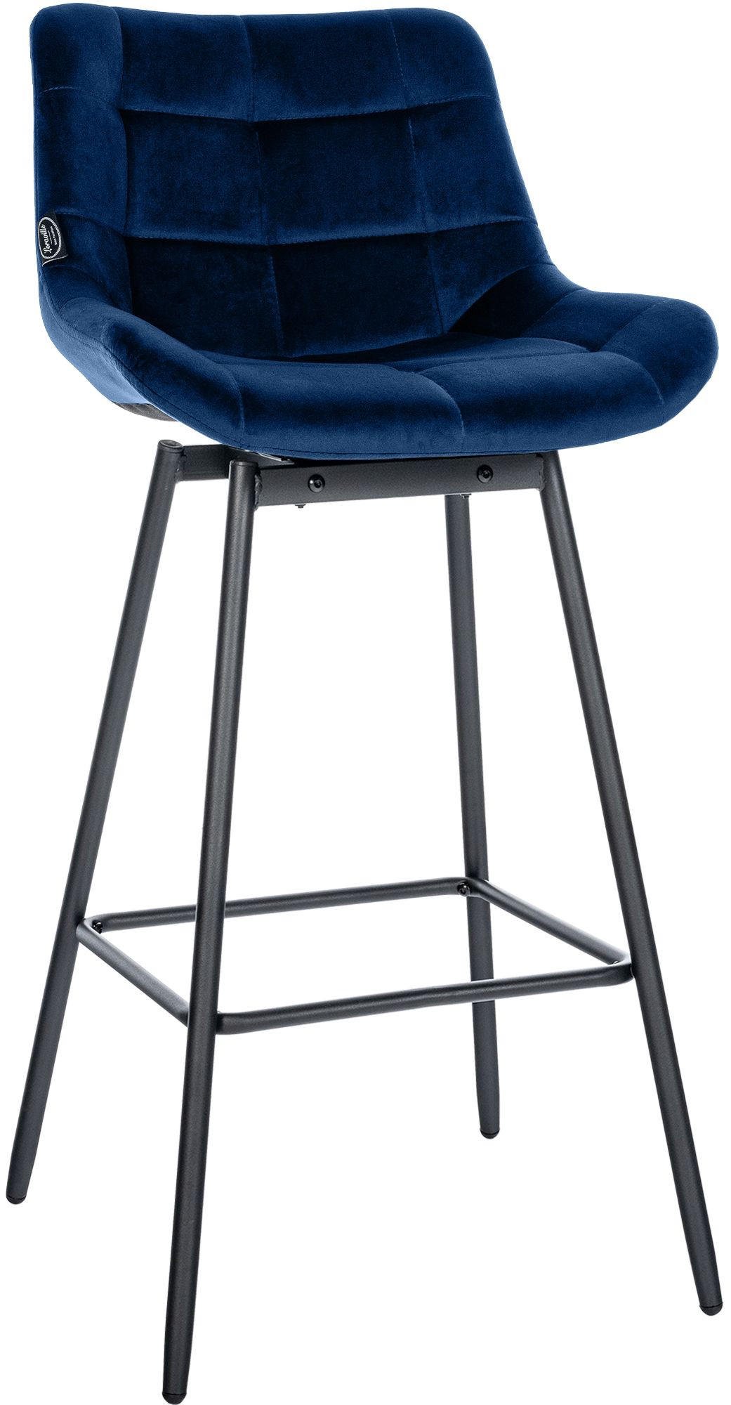 BARHOCKER Samt Blau - Blau/Schwarz, Textil/Metall (49/105/56cm) - CLP