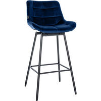 BARHOCKER Samt Blau - Blau/Schwarz, Textil/Metall (49/105/56cm) - CLP