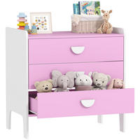 KOMMODE DE-09560 3 Schubladen Rosa - Pink, Holzwerkstoff (60/60/40cm) - ComfortXL