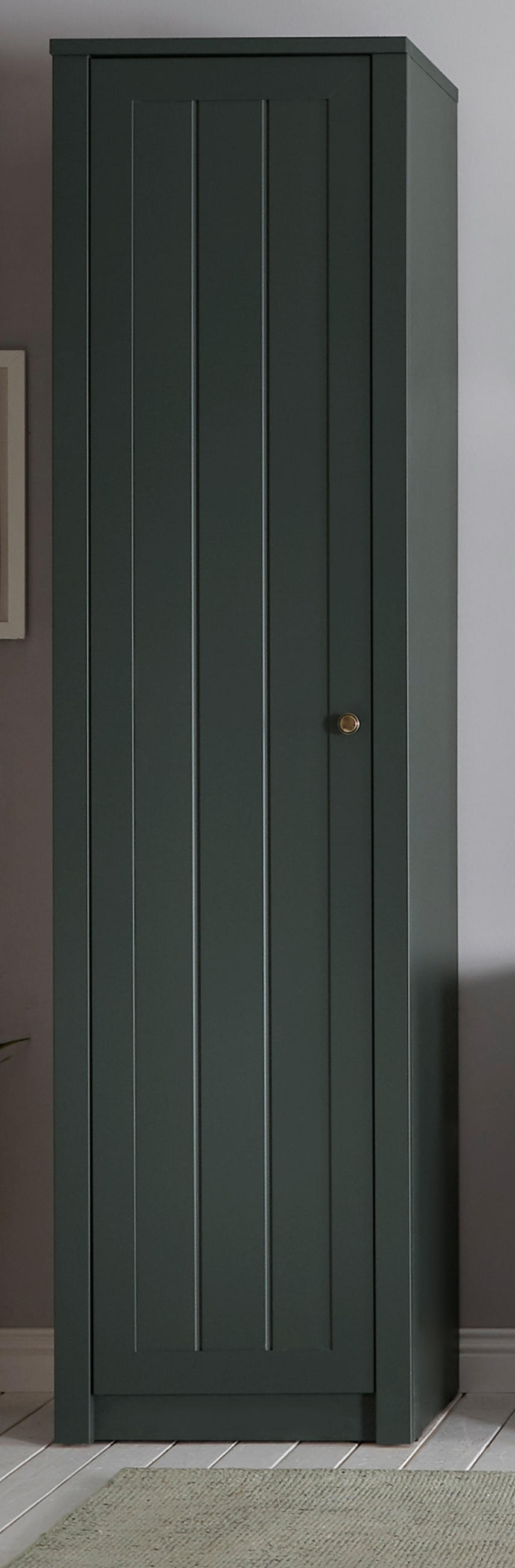 MEHRZWECKSCHRANK grün Landhaus 50 cm, Stauraumschrank mit 5 Fächern - Chromfarben/Schwarz, Holzwerkstoff/Kunststoff (50/197/43cm) - Furn.Design