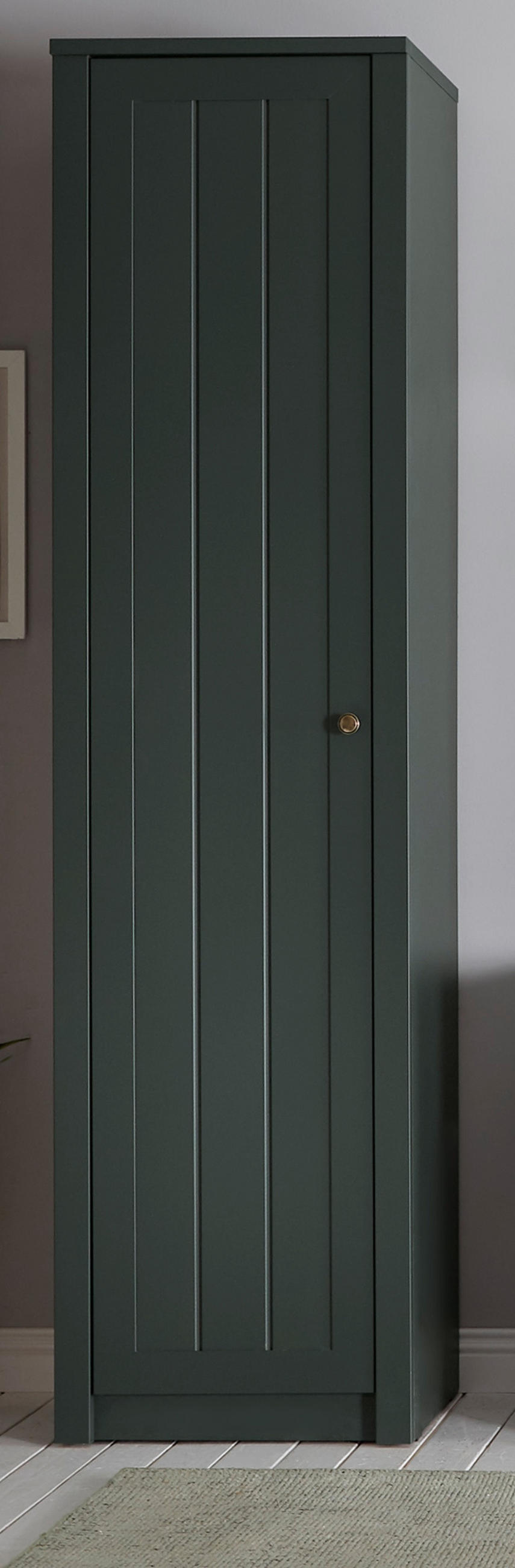 MEHRZWECKSCHRANK grün Landhaus 50 cm, Stauraumschrank mit 5 Fächern - Chromfarben/Schwarz, Holzwerkstoff/Kunststoff (50/197/43cm) - Furn.Design