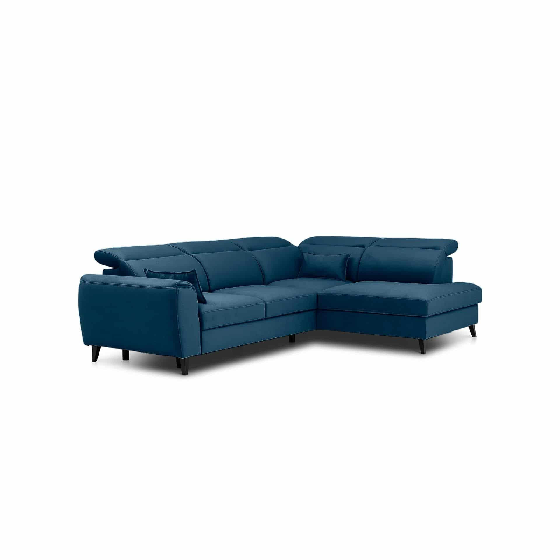 ECKSOFA mit Schlaffunktion & Bettkasten - Schwarz/Dunkelblau, Holz/Textil (201/255cm) - Eltap