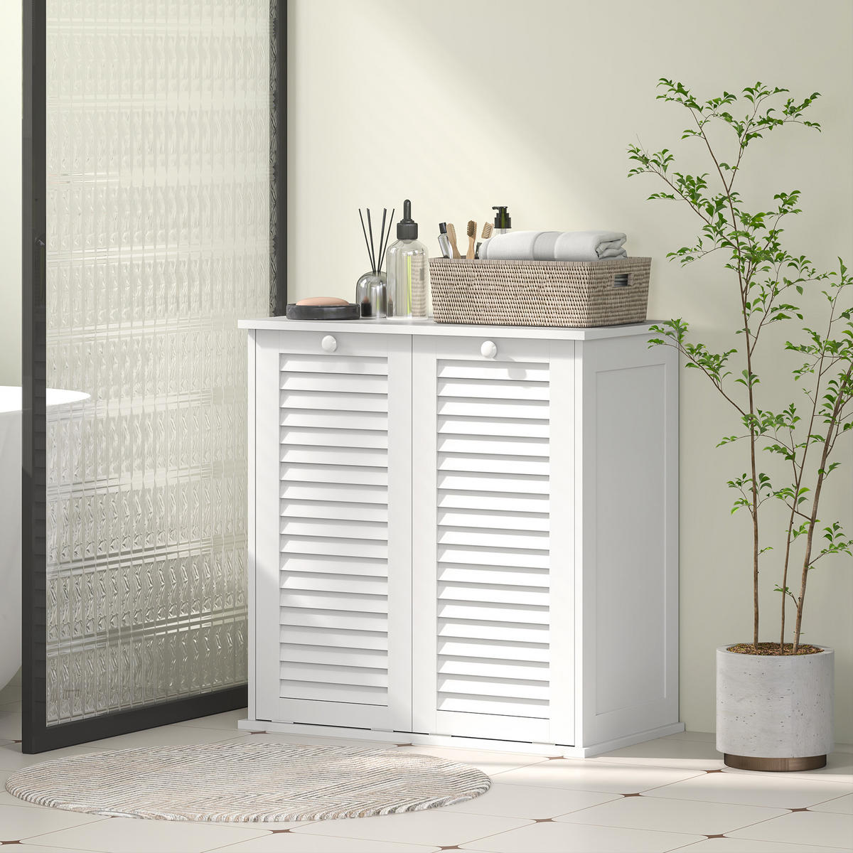 WÄSCHESCHRANK, 70 x 38 x 73 cm Weiß - Weiß, Holz (38/73/70cm) - HOMCOM