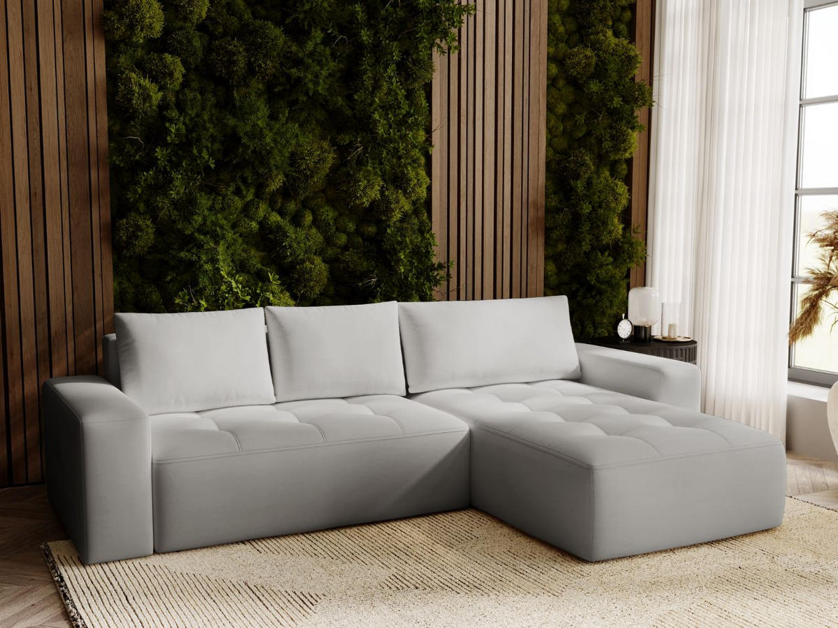 ECKSOFA Portland Hellgrau Rechts - Hellgrau, Holz/Kunststoff (250/165cm) - Graingold