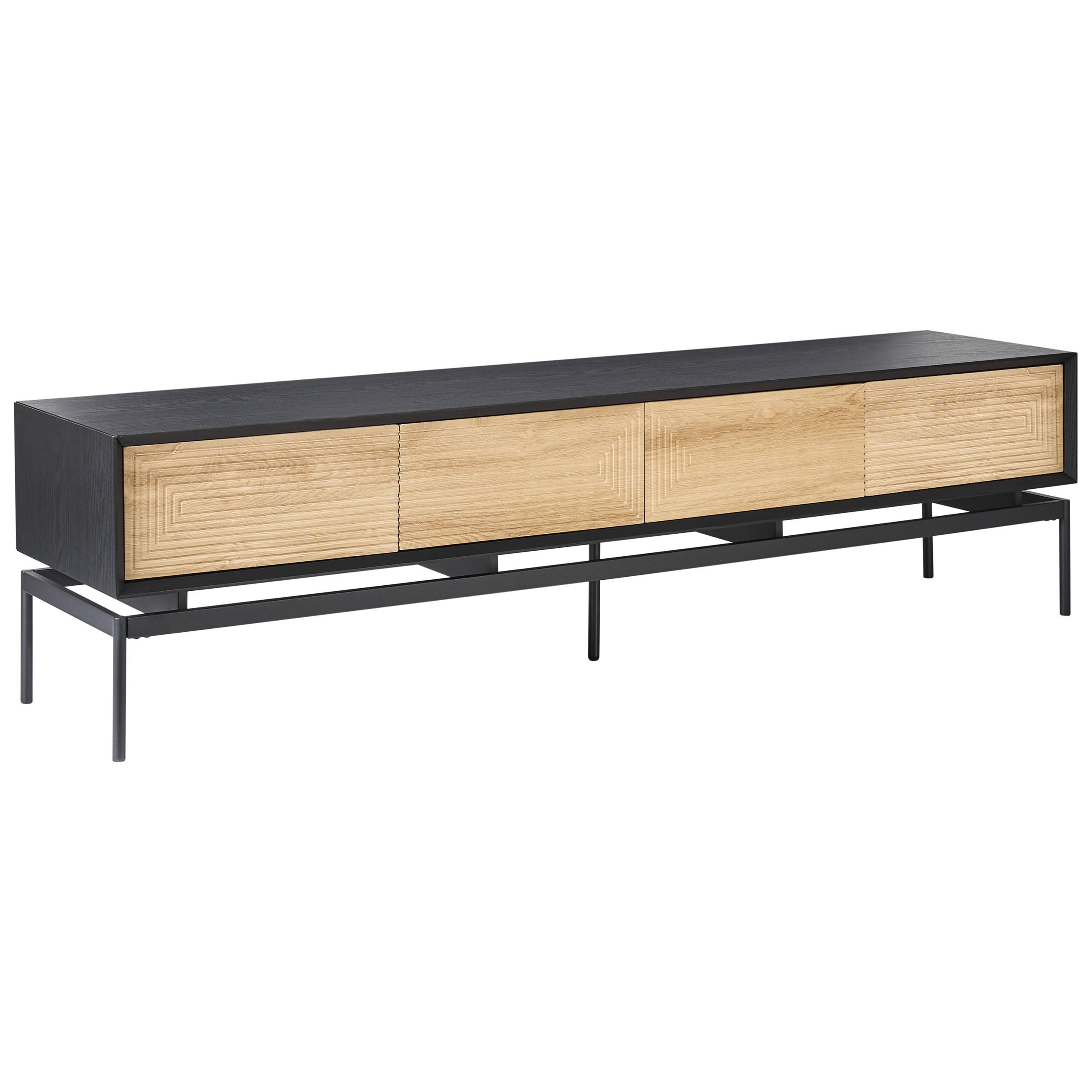 TV-MÖBEL Schwarz/Hellbraun Lancelin - Hellbraun/Schwarz, Holzwerkstoff (180/46/35cm) - Beliani