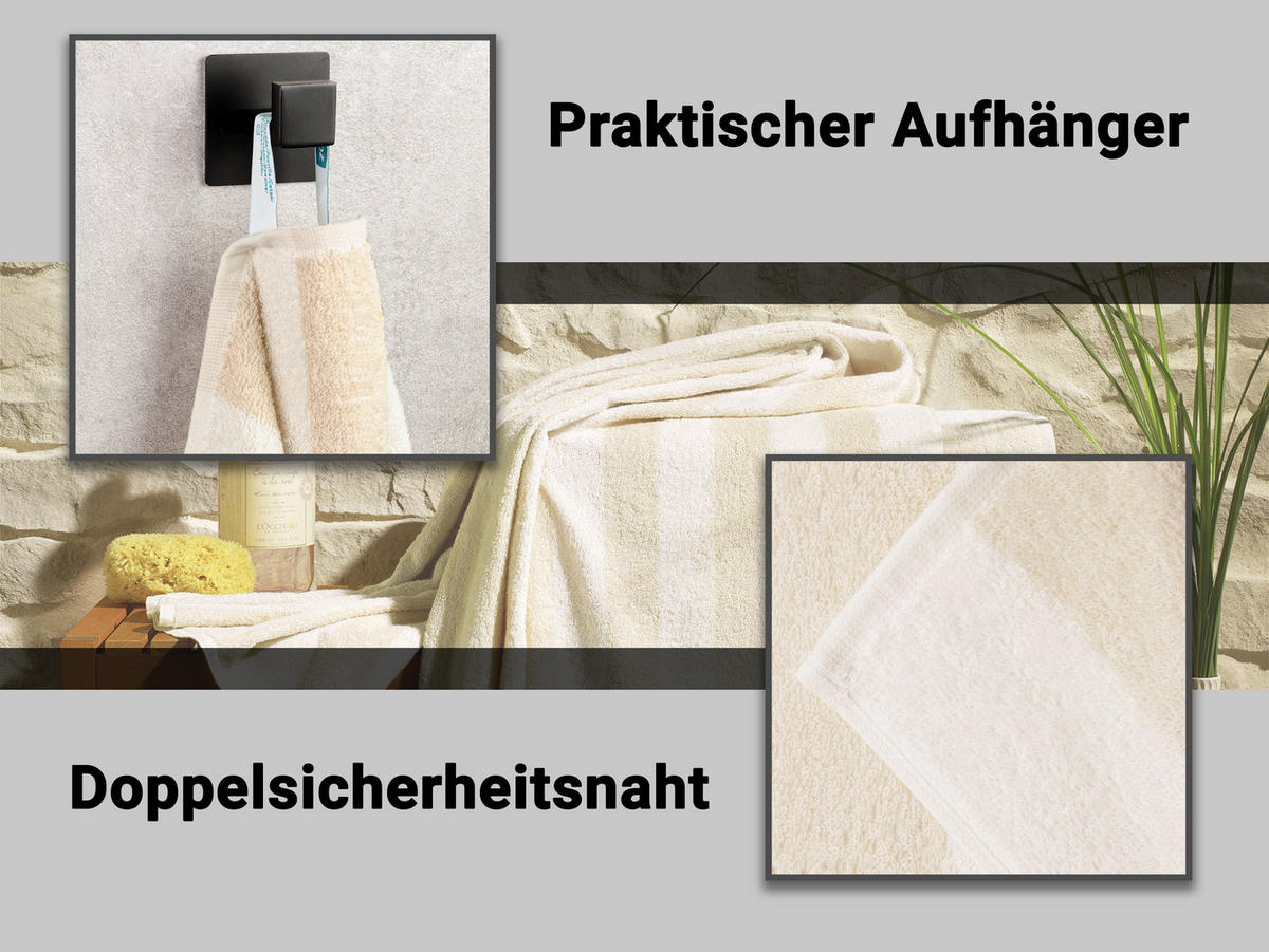 DUSCHTÜCHER, 2er-Set, 75x140 cm, 100% Baumwolle, Braun - Beige, Textil (75/140cm) - Zollner