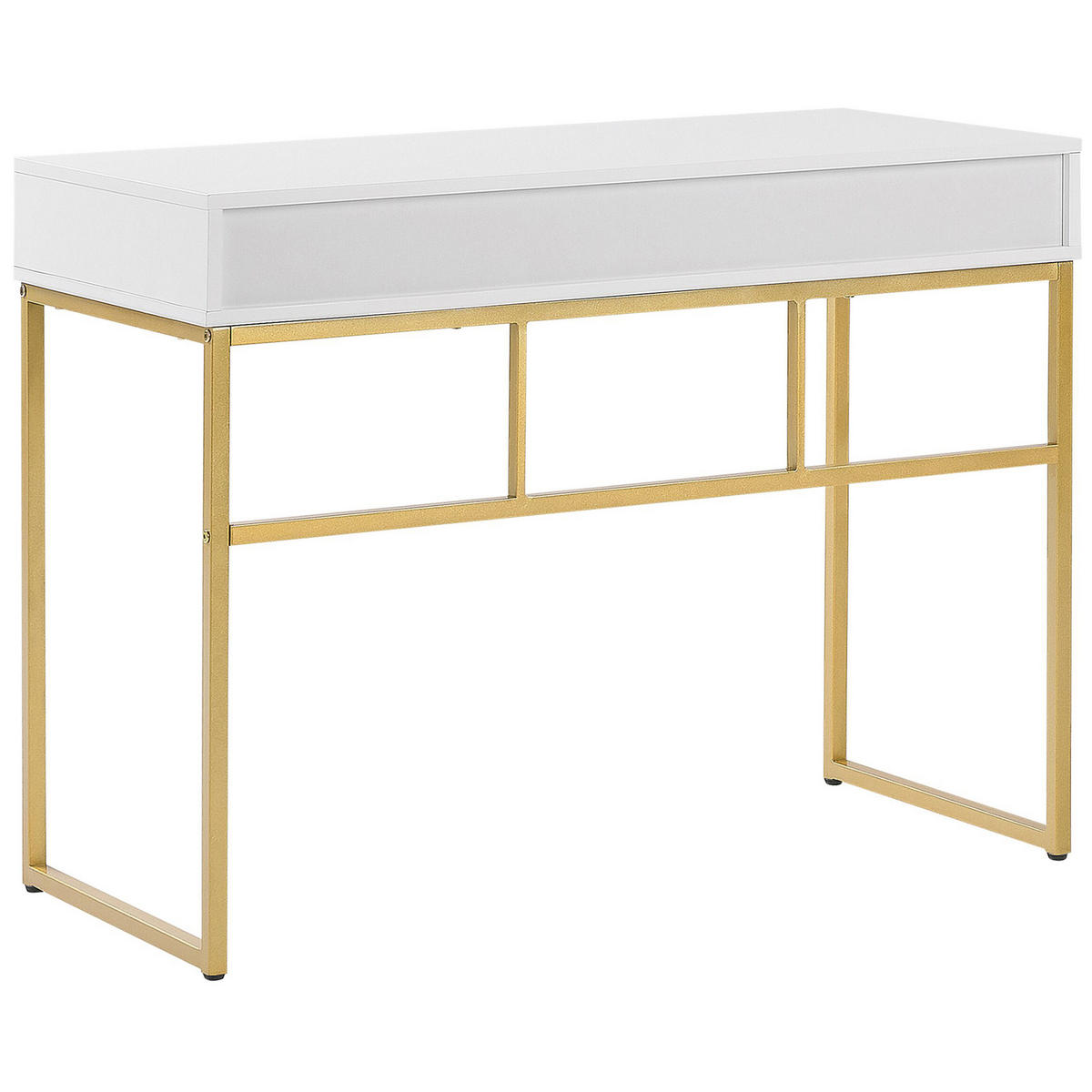 SCHREIBTISCH weiß/gold 100/48/79 cm Daphne - Weiß, Holzwerkstoff (48/100/79cm) - Beliani