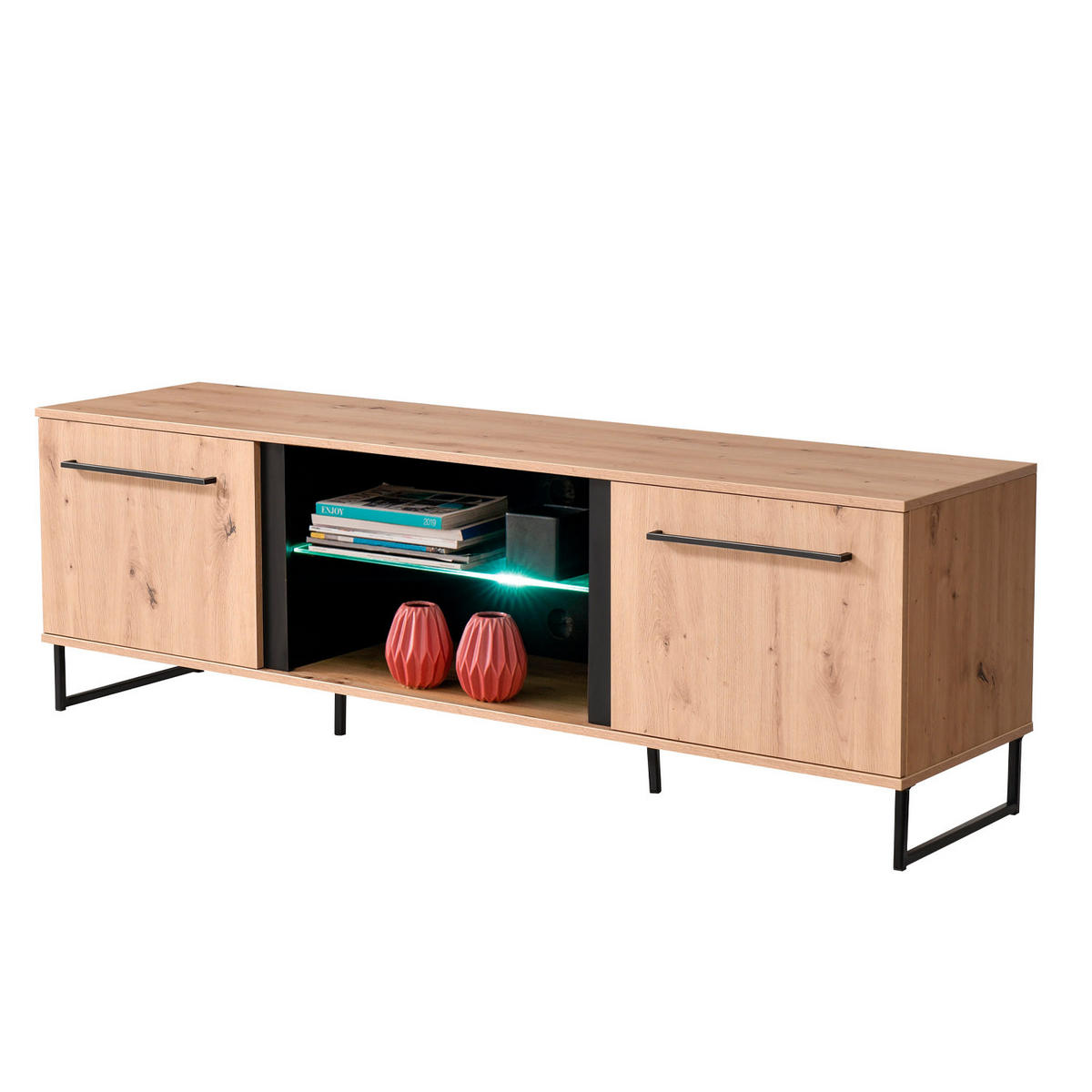 WOHNWAND 339/193/42 cm in Eiche Schwarz - Braun, Holz (339/193/42cm) - Homestyle4u