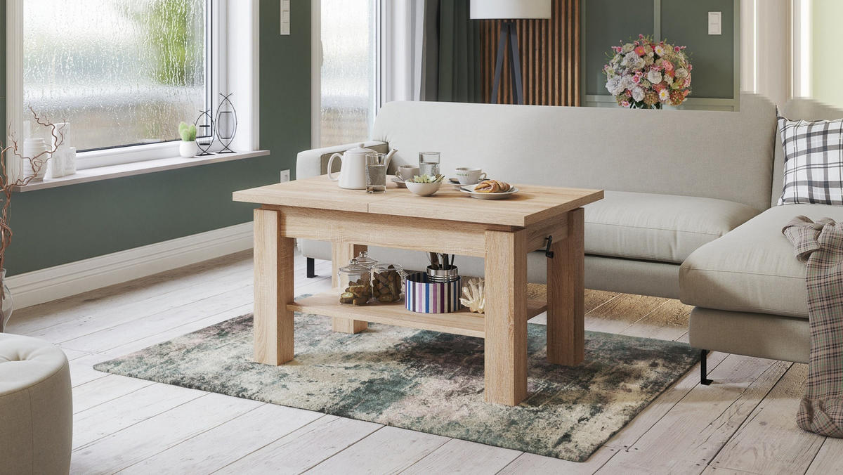 COUCHTISCH rechteckig Sonoma Eiche ausziehbar höhenverstellbar - Sonoma Eiche, Holzwerkstoff (68/110/59cm) - designimpex