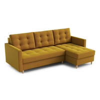 ECKSOFA DIVO Malmo L-förm, Schlaffunktion, elegantes Design, hochwertige Materialien, lose Rückenkissen, freistehend, RECHTS 224x144x95 cm Brown - Braun, Holz/Textil (224/144cm) - DomoHome