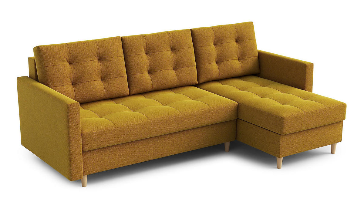 ECKSOFA DIVO Malmo L-förm, Schlaffunktion, elegantes Design, hochwertige Materialien, lose Rückenkissen, freistehend, RECHTS 224x144x95 cm Brown - Braun, Holz/Textil (224/144cm) - DomoHome