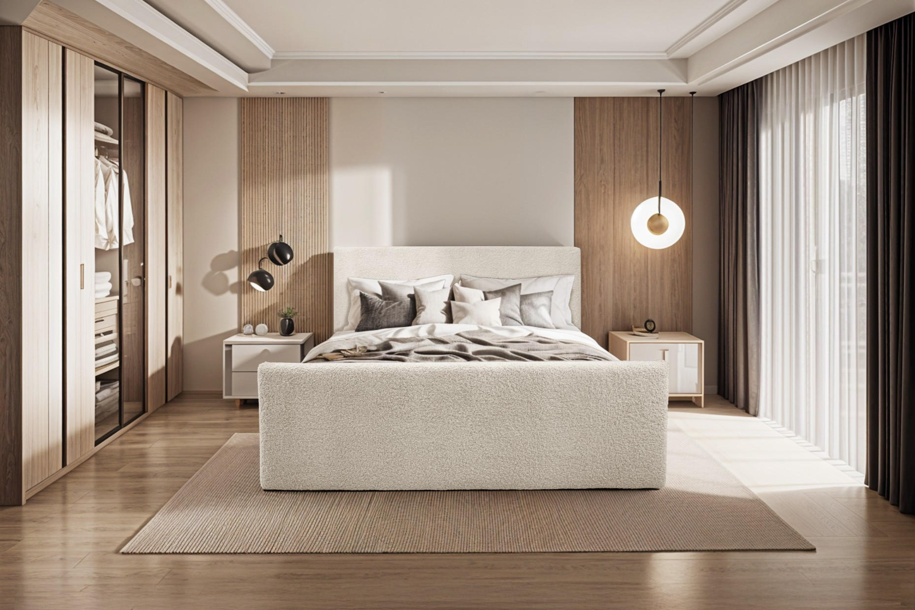 BOXBETT mit Bettkasten und Topper LAMM Stoff Sven Hellbeige 120x200 cm H3-Bonell - Creme, Holzwerkstoff (120/200cm) - Kaiser Möbel